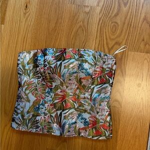 Reformation Multicolor Tropical Print Strapless Top